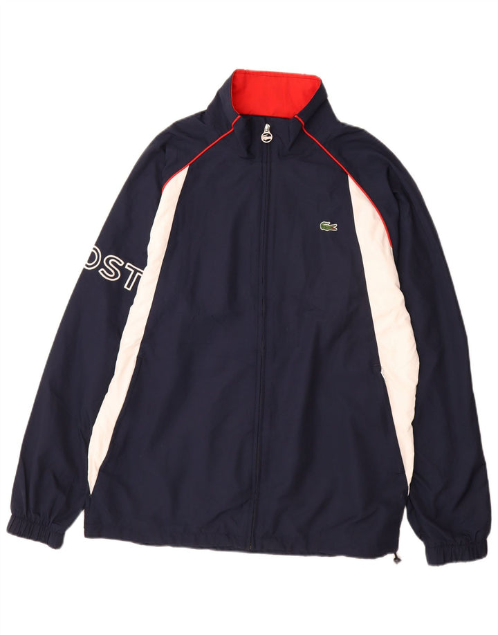 Lacoste Mens Tracksuit Top Jacket Size 3 Small Navy Blue Colourblock