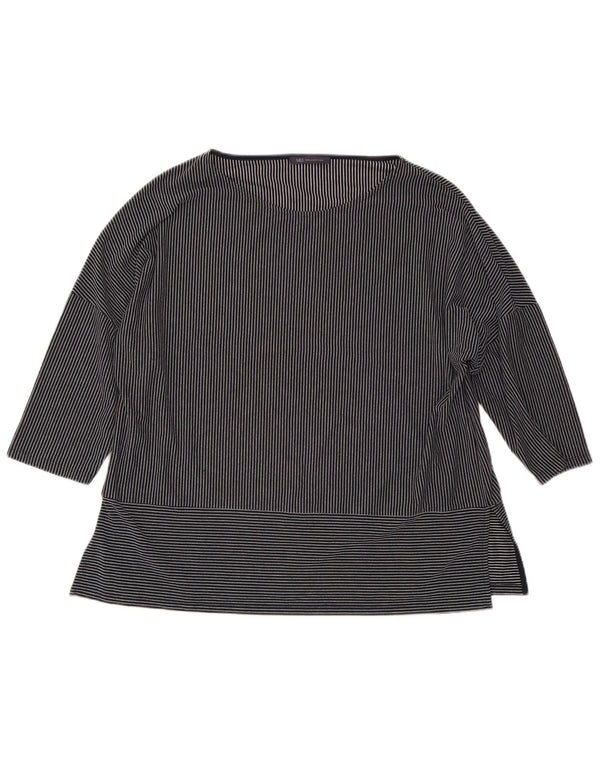 Marks & Spencer Womens Top 3/4 Sleeve UK 18 XL Navy Blue Pinstripe