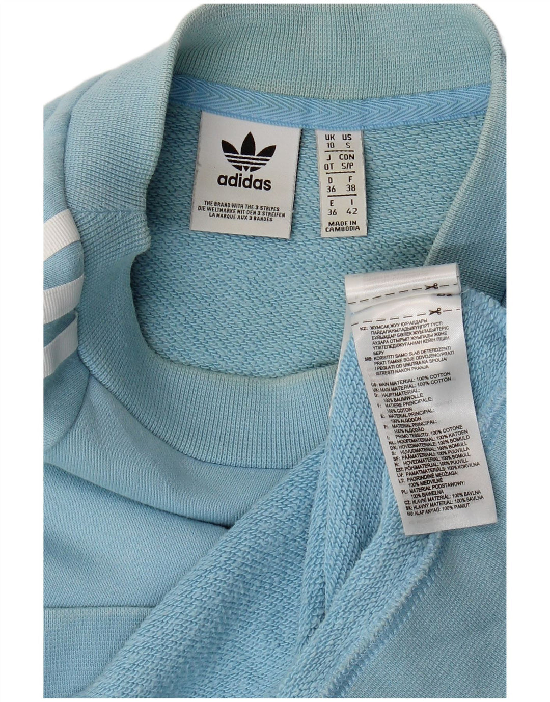 Adidas Womens Sweatshirt Jumper UK 10 Small Blue Cotton