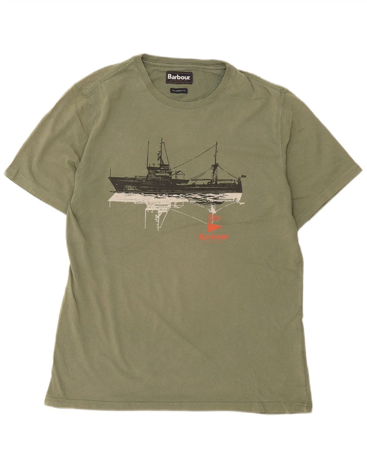 Barbour Mens Tailored Fit Graphic T-Shirt Top Medium Khaki