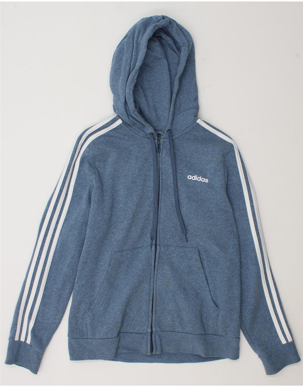 Adidas Womens Zip Hoodie Sweater UK 16/18 Large Blue Flecked Cotton