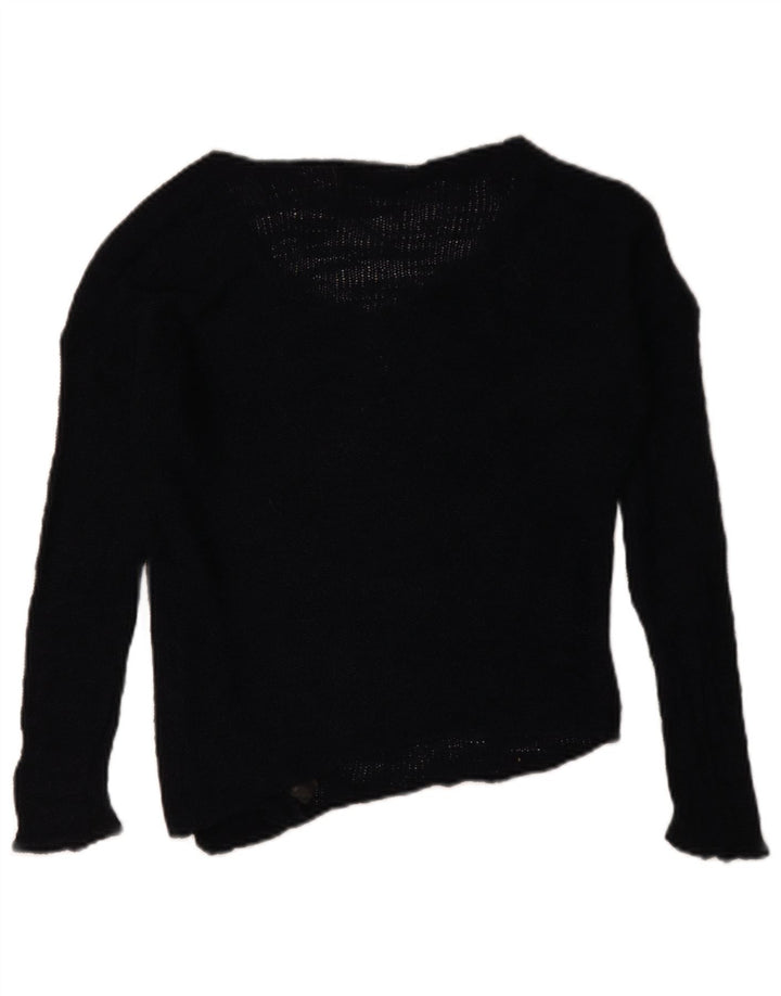 Zara Womens Oversized Boat Neck Jumper Sweater UK 10 Small Navy Blue