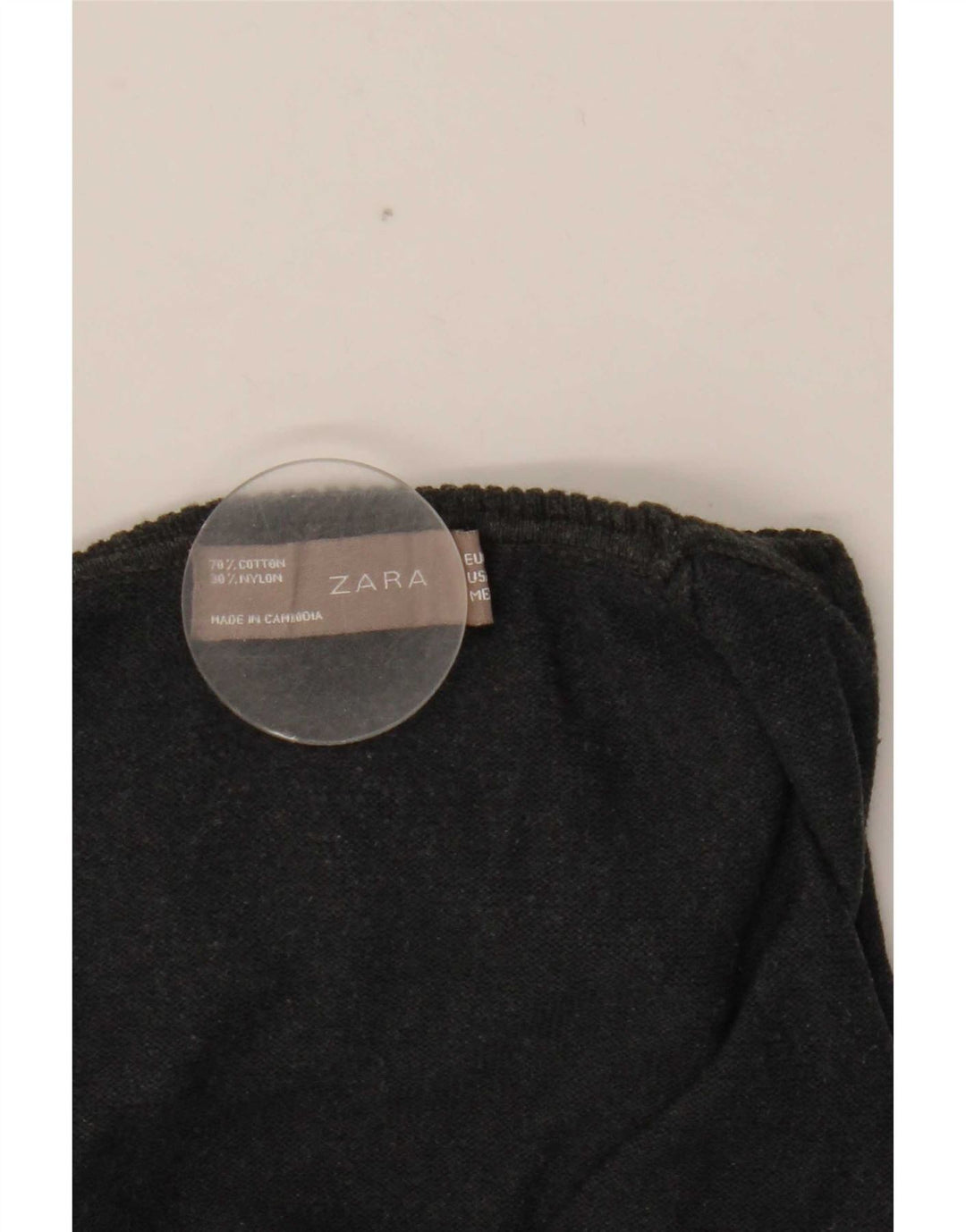 Zara Womens Crop Roll Neck Jumper Sweater UK 12 Medium Grey Cotton