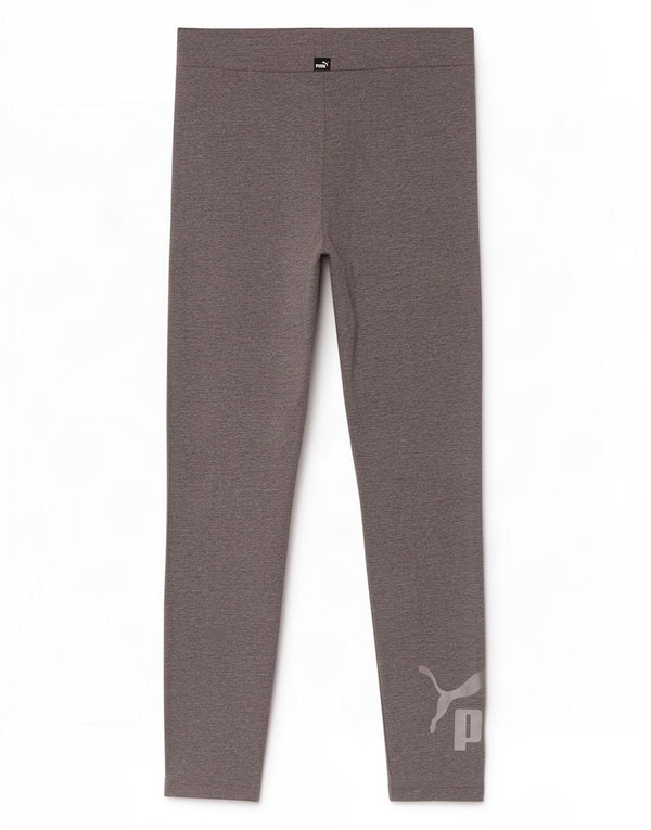 Puma Girls Graphic Leggings 11-12 Years Grey Flecked Cotton