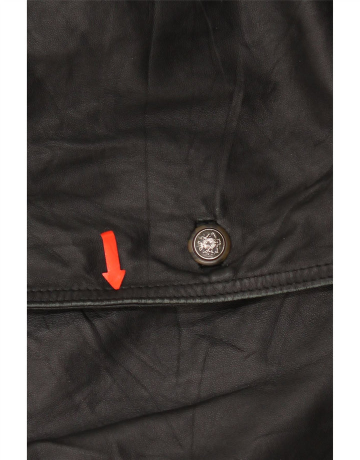 Bizzarro Mens 3 Button Blazer Jacket IT 54 2XL Black Leather