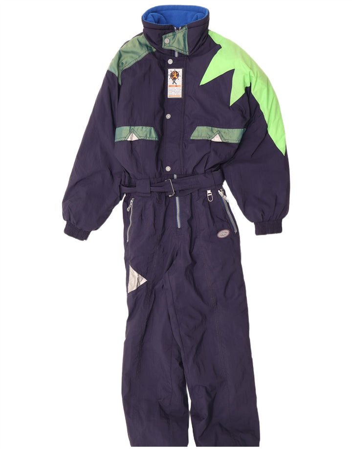 Vintage Mens Ski Jumpsuit IT 48 Medium Navy Blue Colourblock Polyamide