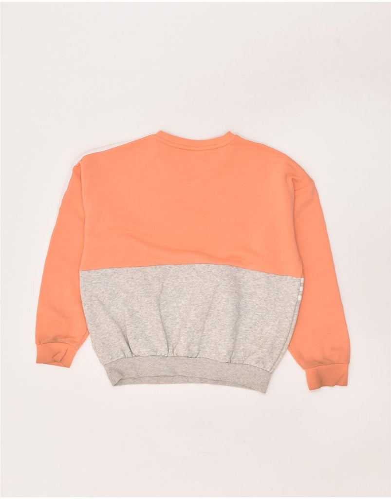 ADIDAS Girls Sweatshirt Jumper 11-12 Years Orange Colourblock Cotton | Vintage Adidas | Thrift | Second-Hand Adidas | Used Clothing | Messina Hembry 