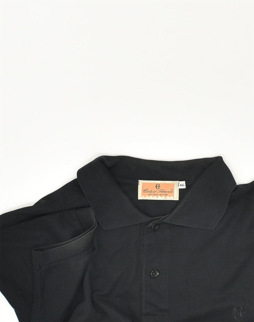 CONTE OF FLORENCE Mens Polo Shirt IT 46 Small Black Cotton | Vintage Conte of Florence | Thrift | Second-Hand Conte of Florence | Used Clothing | Messina Hembry 