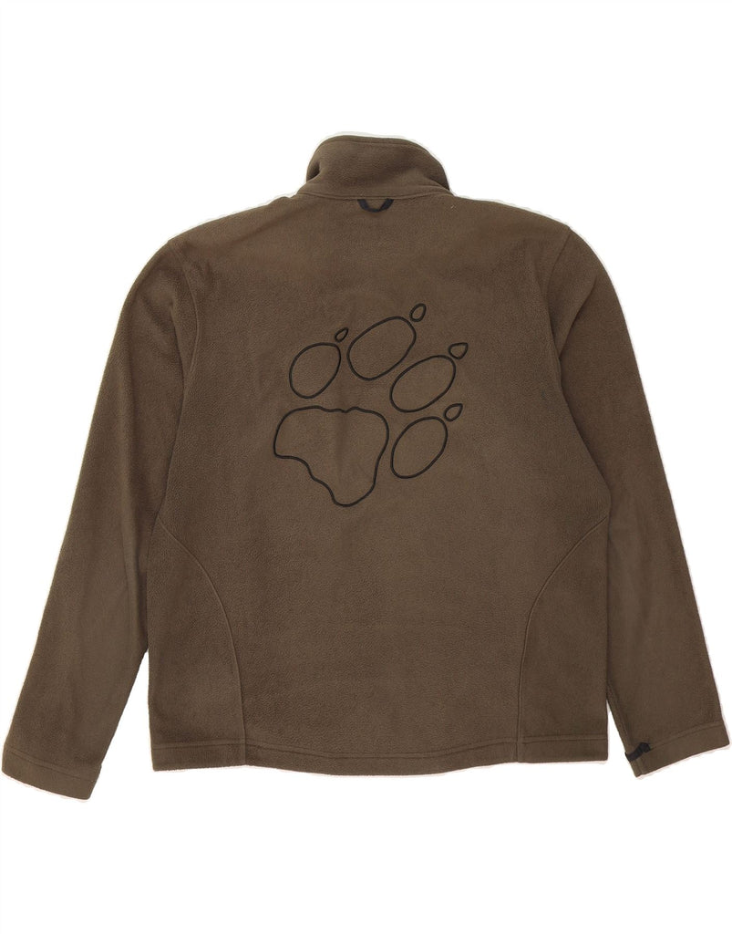 JACK WOLFSKIN Mens Graphic Fleece Jacket UK 36/38 Medium Brown Polyester Vintage Jack Wolfskin and Second-Hand Jack Wolfskin from Messina Hembry 