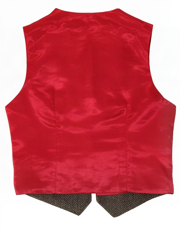 Vintage Womens Waistcoat UK 14 Medium Brown Herringbone