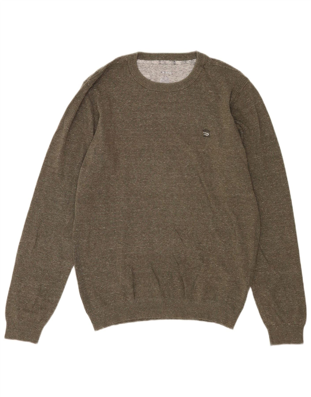 Diesel Mens Crew Neck Jumper Sweater Medium Khaki Flecked