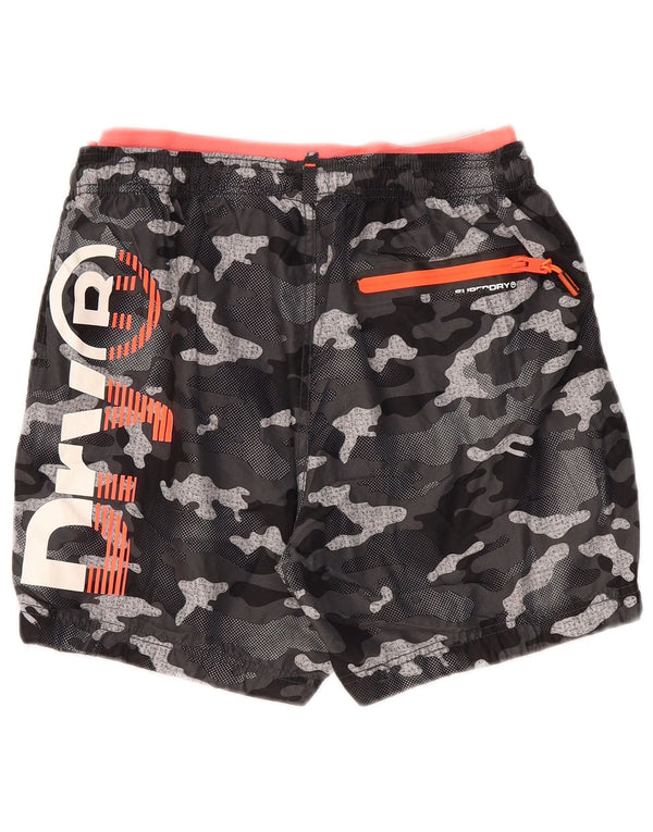 Superdry Mens Graphic Swimming Shorts Large Black Camouflage Polyester