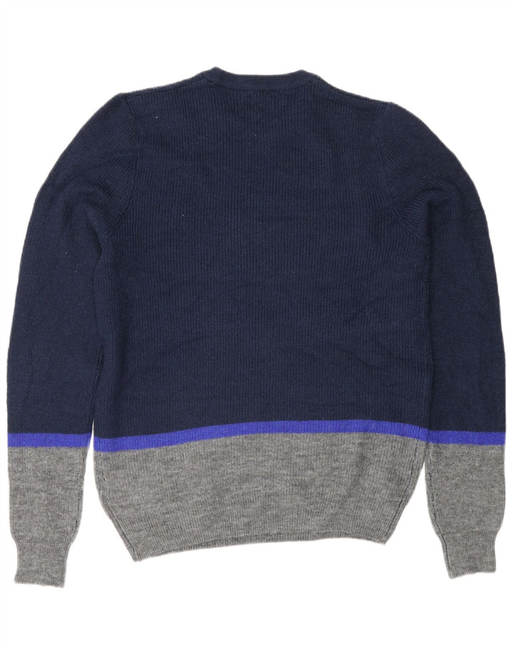 Marks & Spencer Mens Crew Neck Jumper Sweater Medium Navy Blue Colourblock