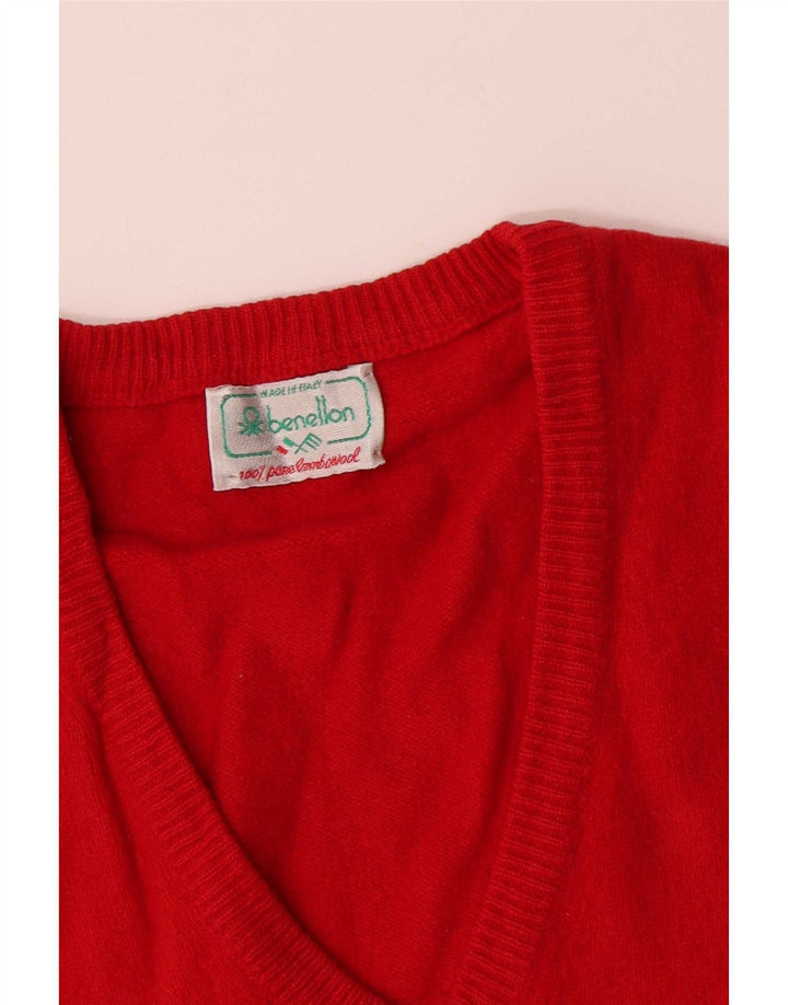 Benetton Mens Vest Tank Top Small Red Lambswool