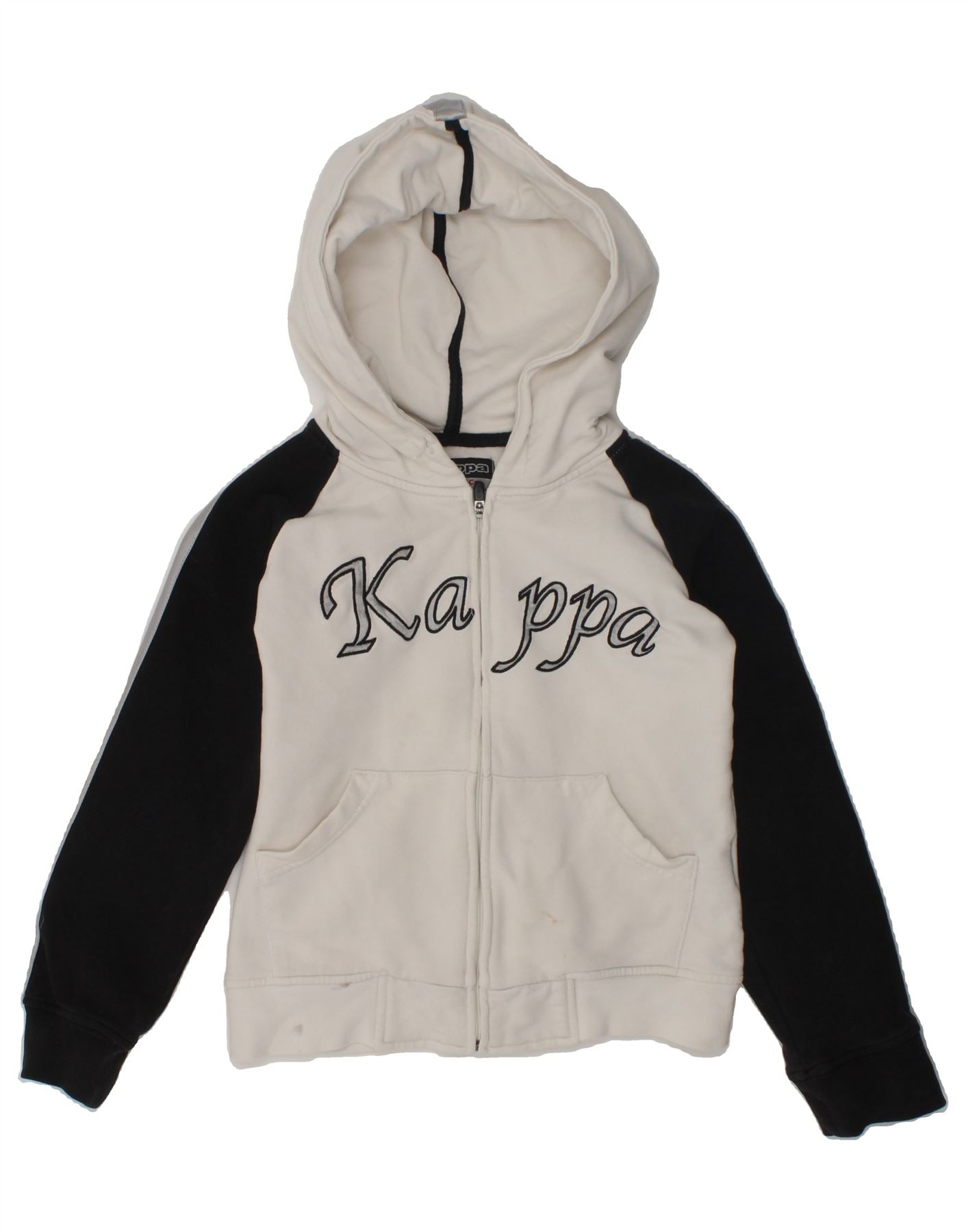 KAPPA Boys Graphic Zip Hoodie Sweater 5-6 Years Small White