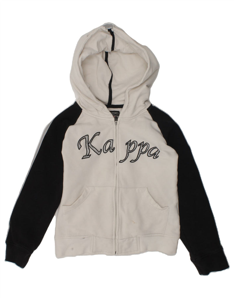 KAPPA Boys Graphic Zip Hoodie Sweater 5-6 Years Small White Colourblock | Vintage Kappa | Thrift | Second-Hand Kappa | Used Clothing | Messina Hembry 