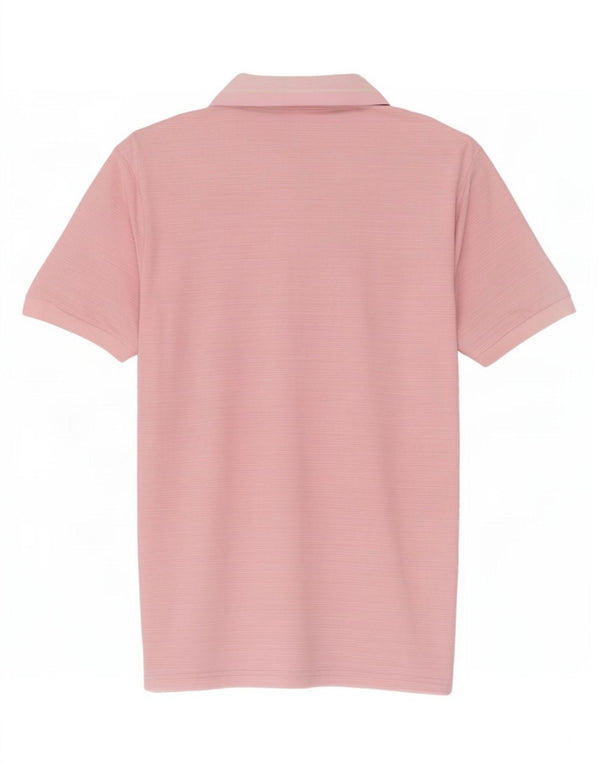 Calvin Klein Mens Polo Shirt Medium Pink Pinstripe Polyester