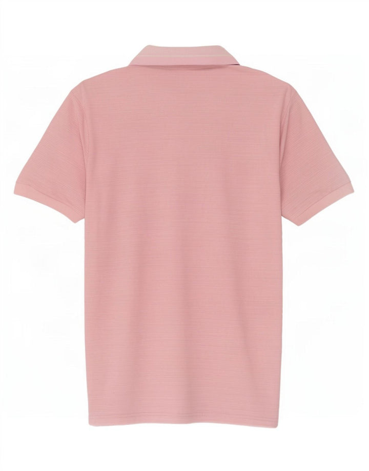 Calvin Klein Mens Polo Shirt Medium Pink Pinstripe Polyester