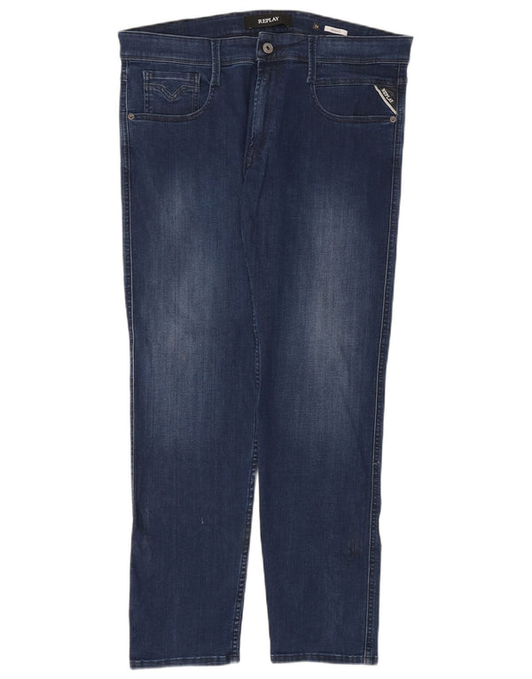Replay Mens Anbass Slim Jeans W34 L30 Blue Cotton