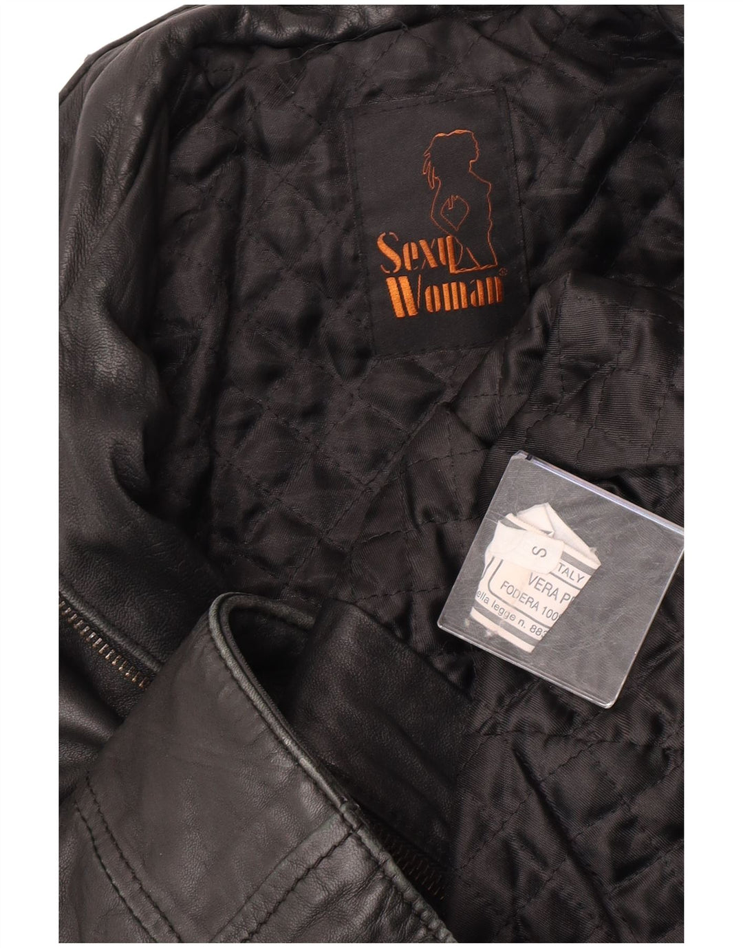 Vintage Womens Military Leather Jacket UK 10 Small Black Leather