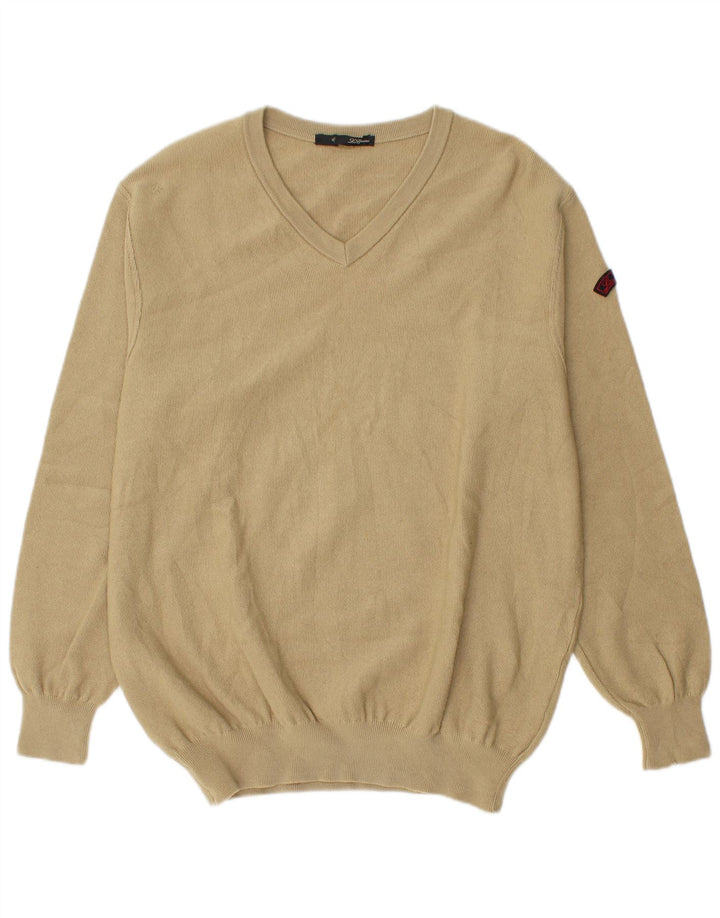 Les Copains Mens V-Neck Jumper Sweater IT 56 XL Beige