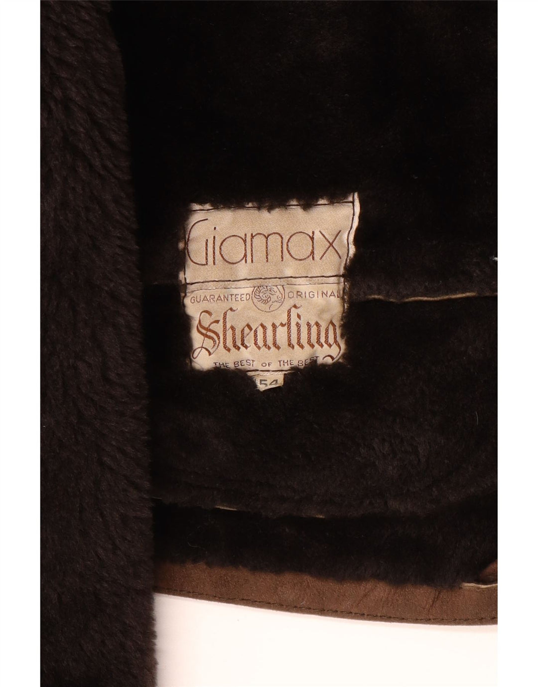 Giamax Mens Shearling Jacket IT 54 2XL Brown Shearling