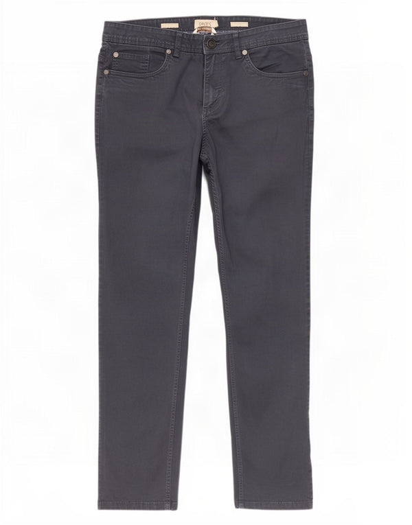 Dack's Mens Slim Fit Casual Trousers W34 L32 Navy Blue Cotton