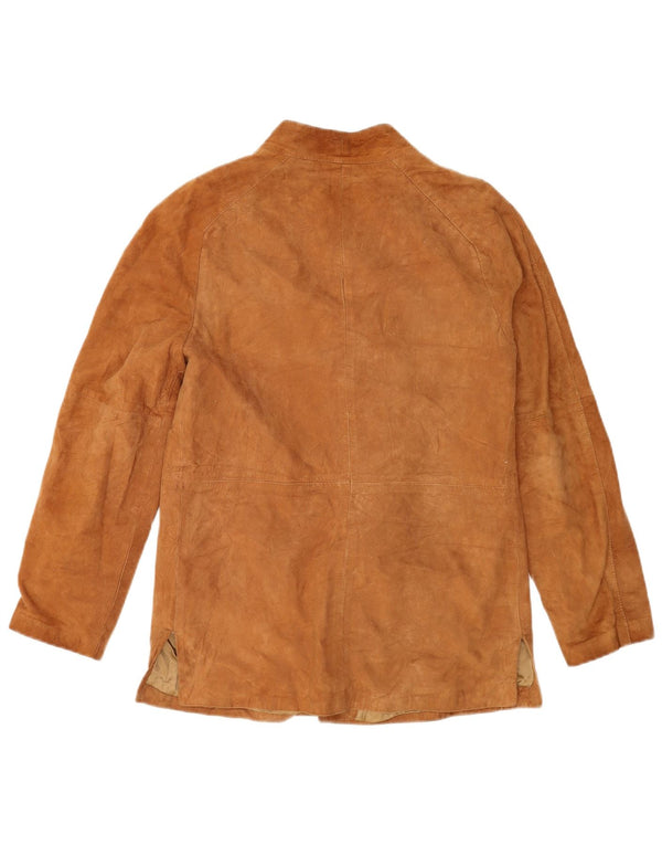 VINTAGE Womens Suede Jacket UK 14 Medium Brown Leather