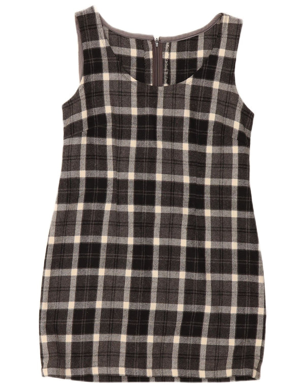 Vintage Womens Sleeveless Sheath Dress UK 12 Medium Grey Check
