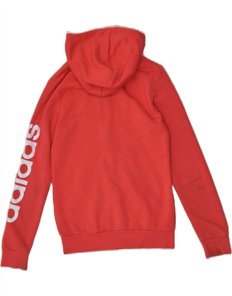 ADIDAS Girls Graphic Zip Hoodie Sweater 9-10 Years Red Cotton | Vintage Adidas | Thrift | Second-Hand Adidas | Used Clothing | Messina Hembry 