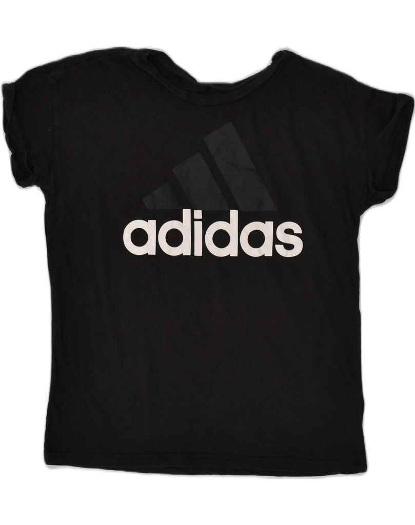 ADIDAS Womens Graphic T-Shirt Top UK 16 Large Black Cotton | Vintage Adidas | Thrift | Second-Hand Adidas | Used Clothing | Messina Hembry 