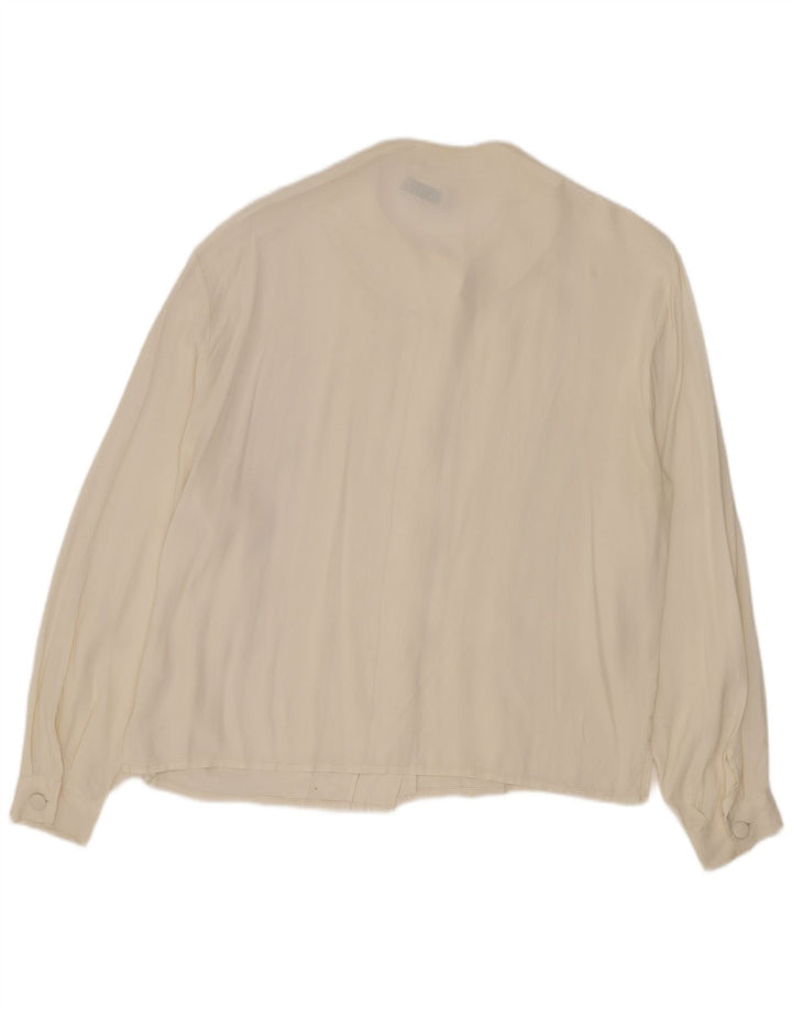 Vintage Womens Shirt Blouse IT 44 Medium White Acetate