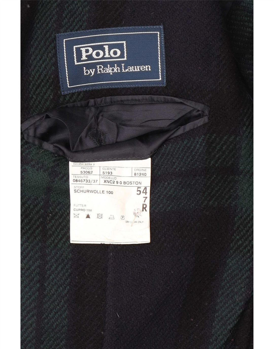 Polo Ralph Lauren Mens 3 Button Blazer Jacket EU 54 2XL Navy Blue Plaid
