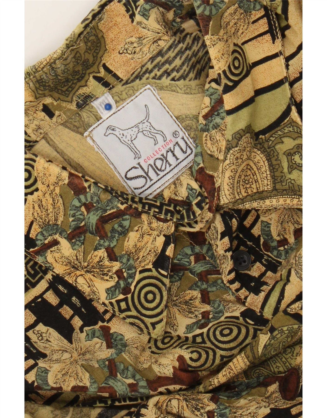 Vintage Mens Short Sleeve Shirt 2XL Khaki Paisley