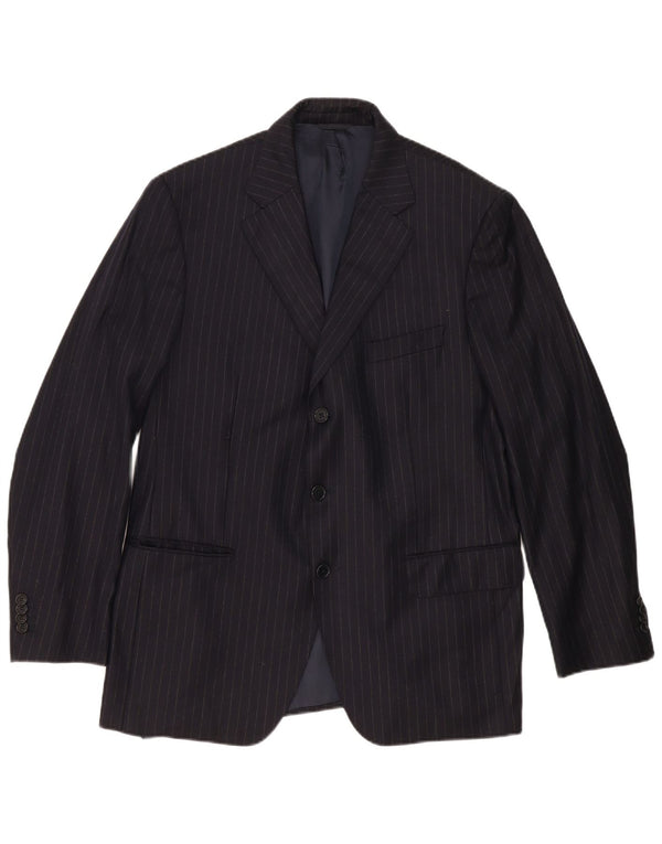 Loro Piana Mens 3 Button Blazer Jacket IT 54 2XL Navy Blue Pinstripe Wool