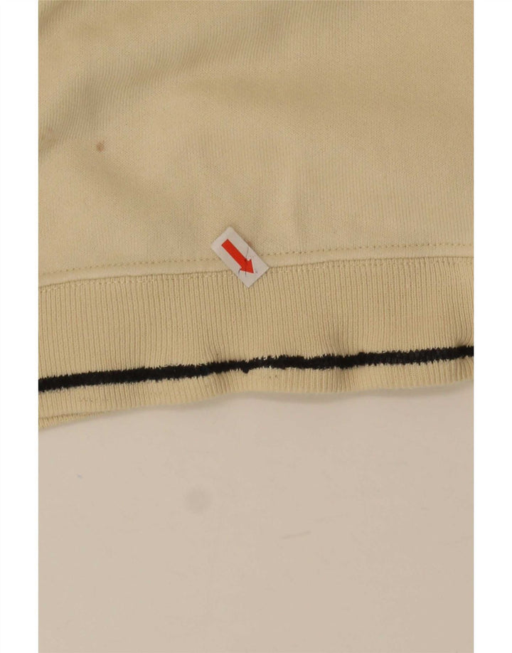 Champion Mens Graphic Zip Neck Sweatshirt Jumper Small Beige Cotton