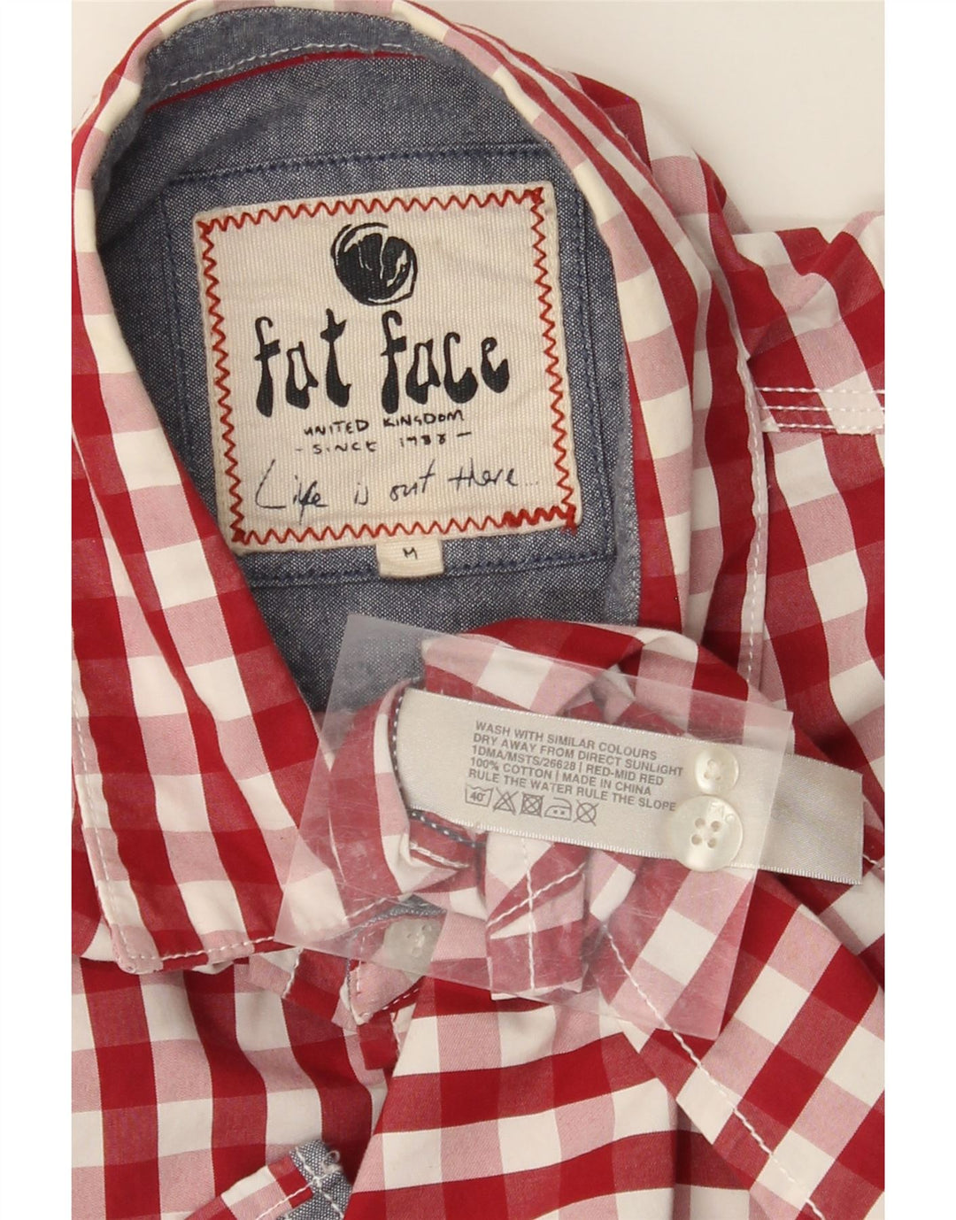 FAT FACE Mens Shirt Medium Red Gingham Cotton
