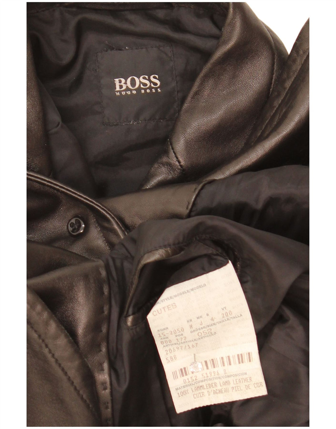 Hugo Boss Mens 3 Button Leather Blazer Jacket EU 52 XL Black Leather