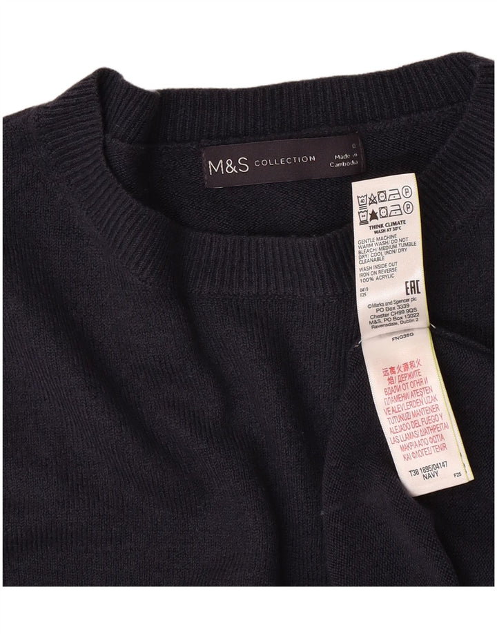 Marks & Spencer Womens Boat Neck Jumper Sweater UK 8 Small Navy Blue