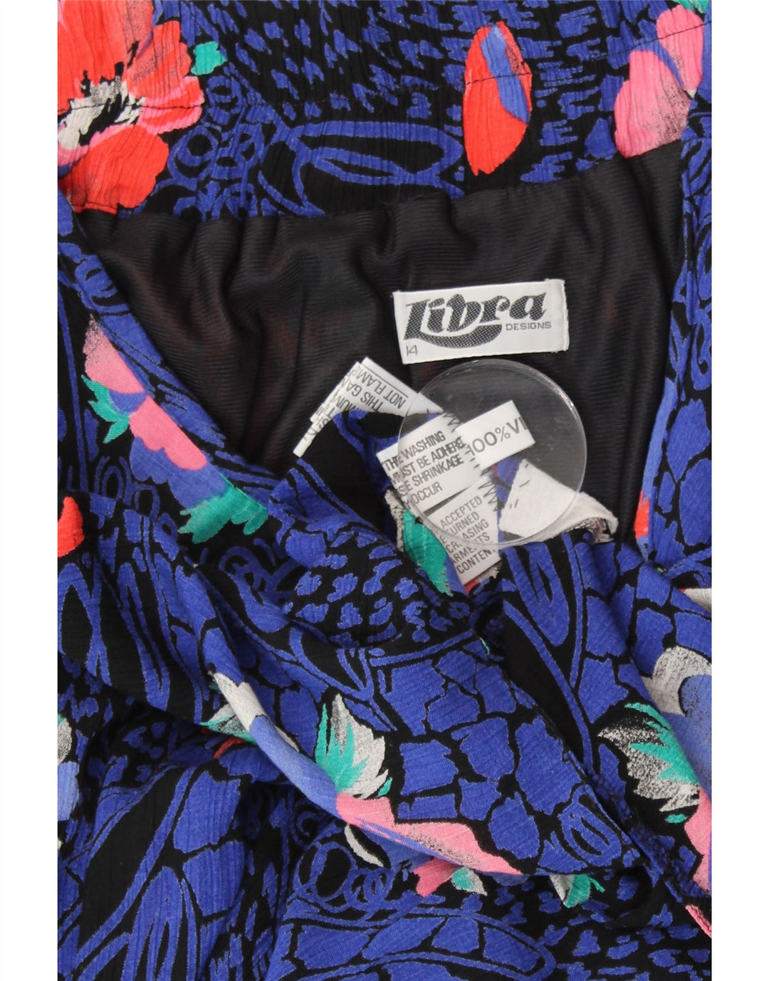LIBRA Womens Midi Skirt UK 14 Medium W30  Blue Floral Viscose