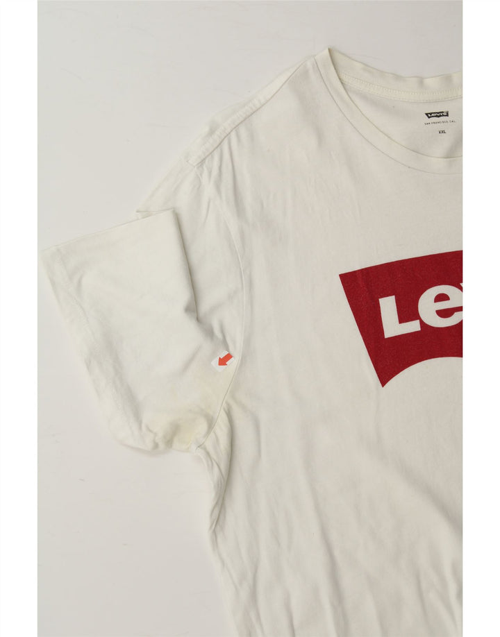 LEVI'S Mens Graphic T-Shirt Top 2XL White Cotton Vintage Levi's and Second-Hand Levi's from Messina Hembry 