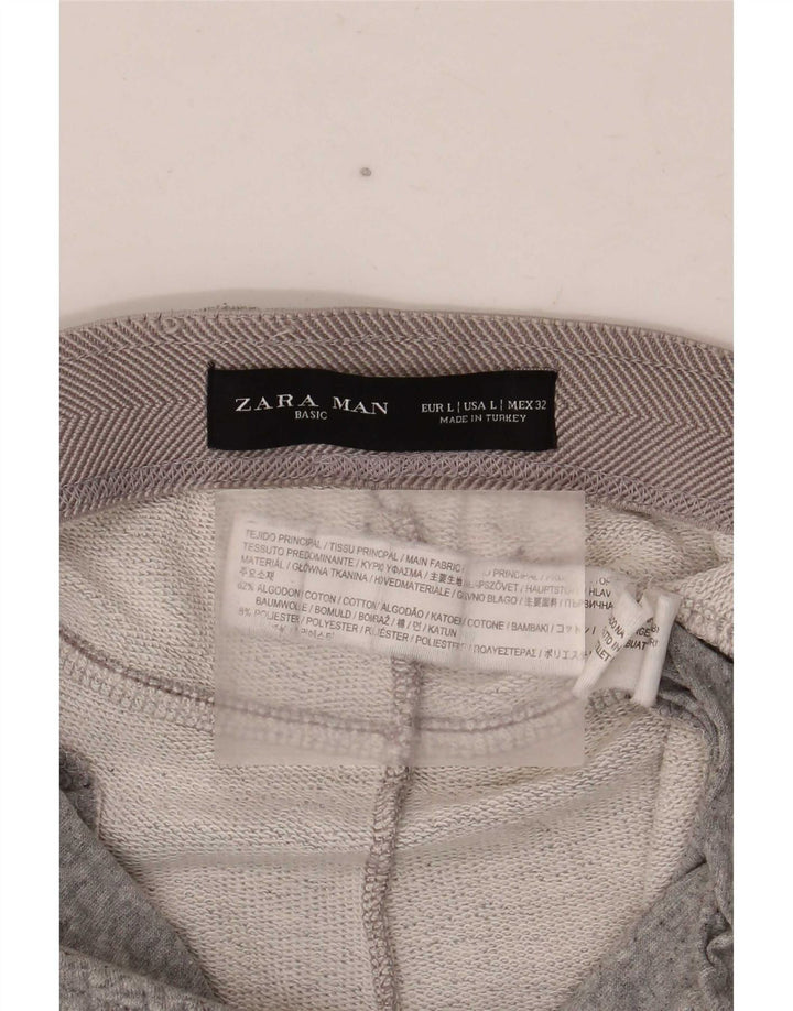 Zara Mens Tracksuit Trousers Joggers Large Grey Flecked Cotton