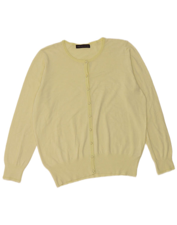 Marks & Spencer Womens Cardigan Sweater UK 16 Large Yellow Viscose