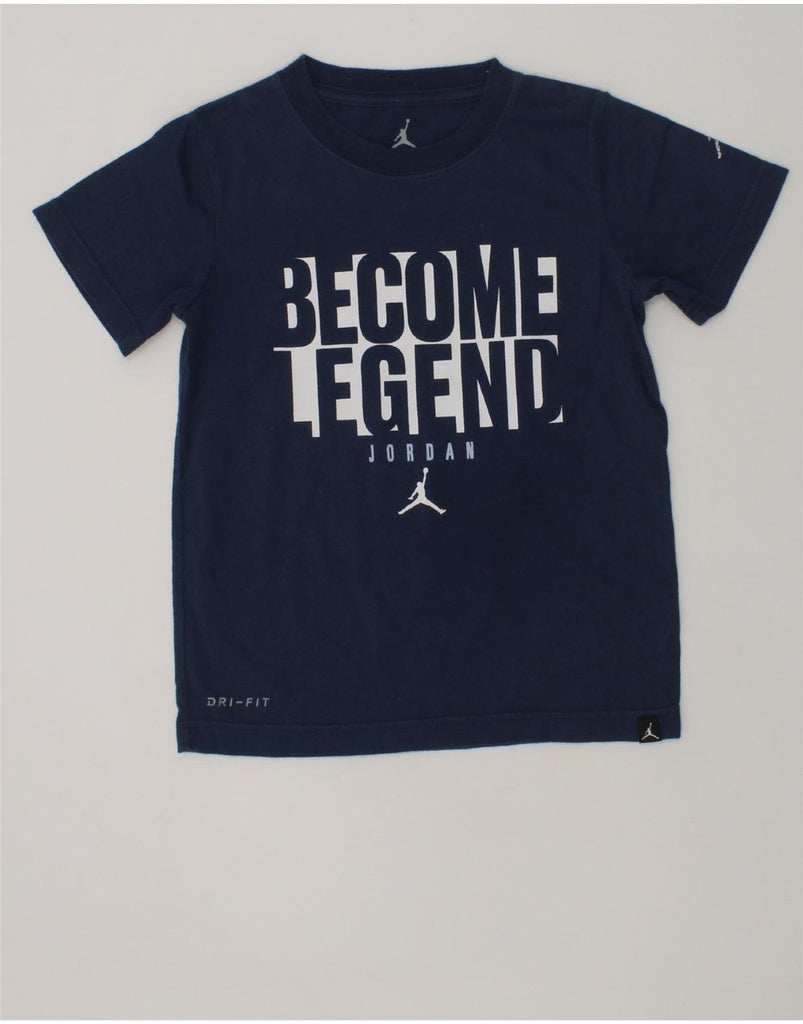 JORDAN Boys Dri Fit Graphic T-Shirt Top 5-6 Years Medium  Navy Blue Cotton | Vintage Jordan | Thrift | Second-Hand Jordan | Used Clothing | Messina Hembry 