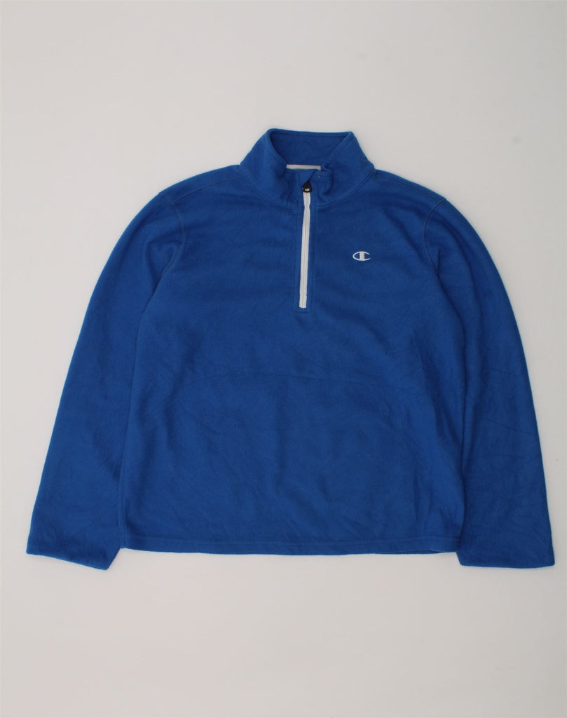 CHAMPION Boys Zip Neck Fleece Jumper 9-10 Years Medium  Blue Polyester | Vintage Champion | Thrift | Second-Hand Champion | Used Clothing | Messina Hembry 