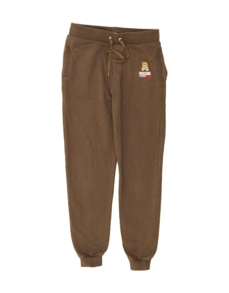 MOSCHINO Womens Graphic Tracksuit Trousers Joggers UK 6 XS  Brown Cotton Vintage Moschino and Second-Hand Moschino from Messina Hembry 
