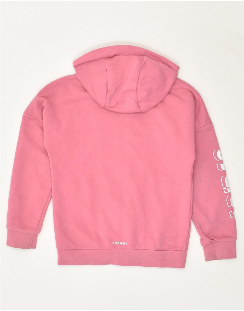 ADIDAS Girls Aeroready Graphic Zip Hoodie Sweater 7-8 Years Pink Cotton | Vintage Adidas | Thrift | Second-Hand Adidas | Used Clothing | Messina Hembry 