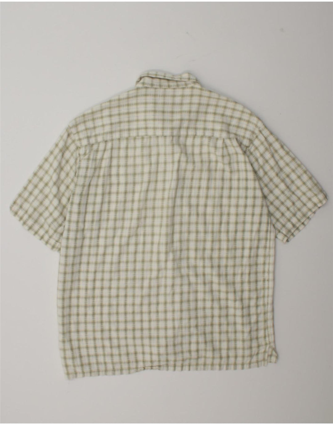 Columbia Mens Short Sleeve Shirt Large Green Check Cotton