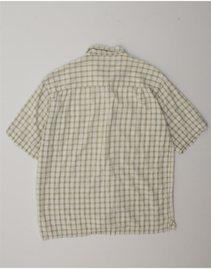 Columbia Mens Short Sleeve Shirt Large Green Check Cotton