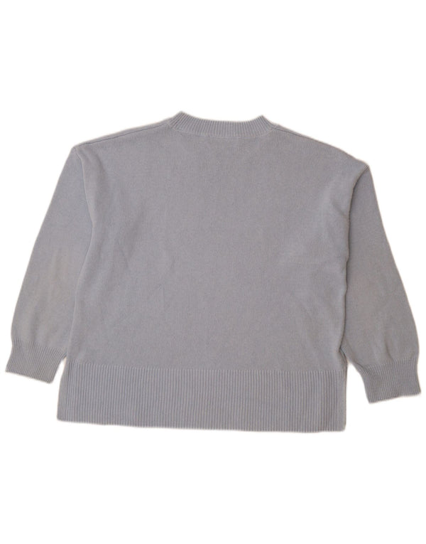 Zara Womens Oversized Crew Neck Jumper Sweater UK 14 Medium Blue Cotton